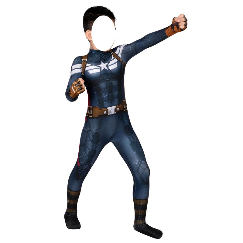 Captain America: The Winter Soldier Steve Rogers Kids Jumpsuit Cosplay Costumes