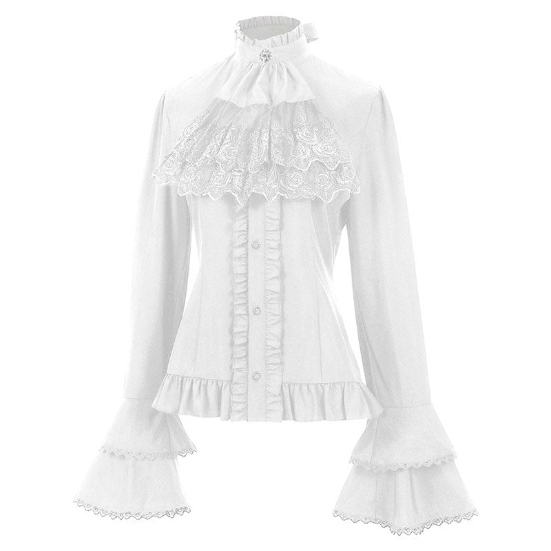 European Steampunk Victorian Women's Pleated Shirt Halloween Cosplay Costumes