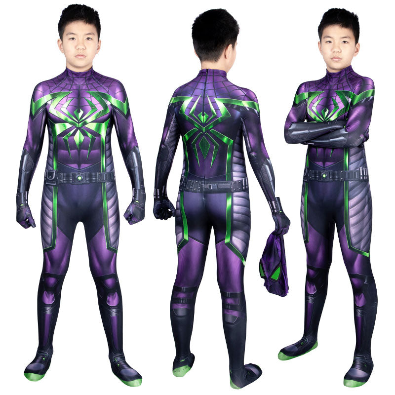 Marvel's Spider-Man Miles Morales Purple Reign Suit Kids Jumpsuits Cosplay Costume