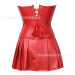 Punk PU Zipper Split Tummy-controlling And Adjustable Palace Corset Halloween Cosplay Costumes
