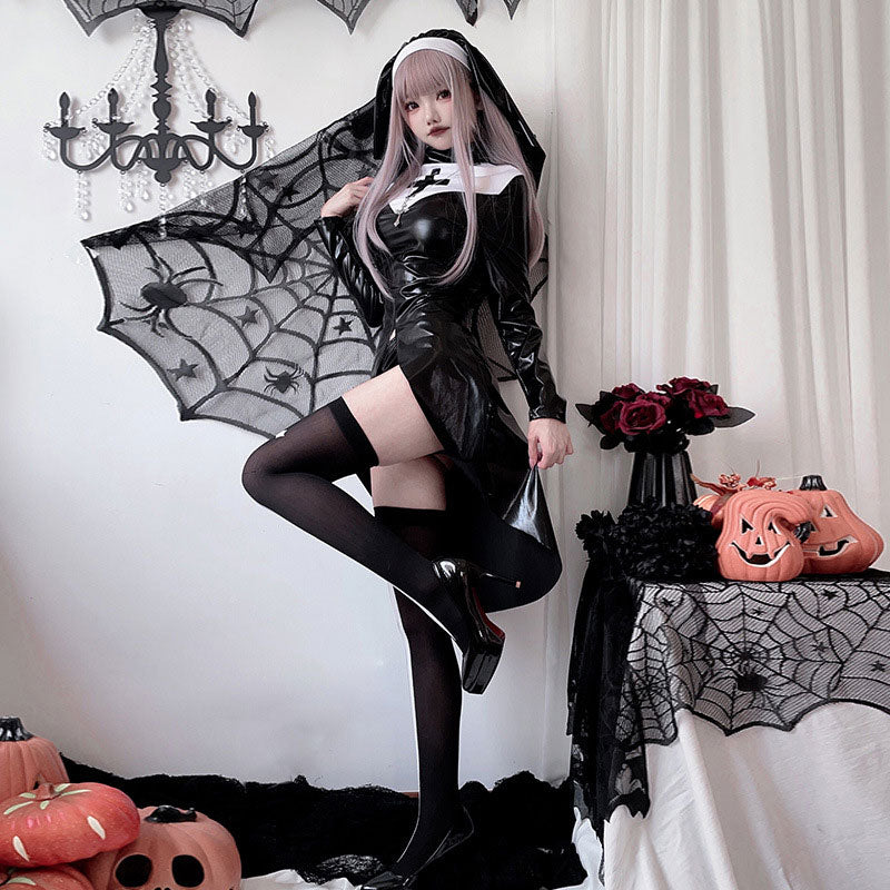 European Halloween Dark Gothic Style Vampire Nun Costume
