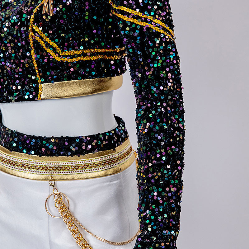 Kpop Demon Hunters Zoey Golden Black Dance Outfit Cosplay Costumes
