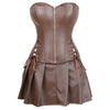 Punk PU Zipper Split Tummy-controlling And Adjustable Palace Corset Halloween Cosplay Costumes