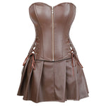 Punk PU Zipper Split Tummy-controlling And Adjustable Palace Corset Halloween Cosplay Costumes