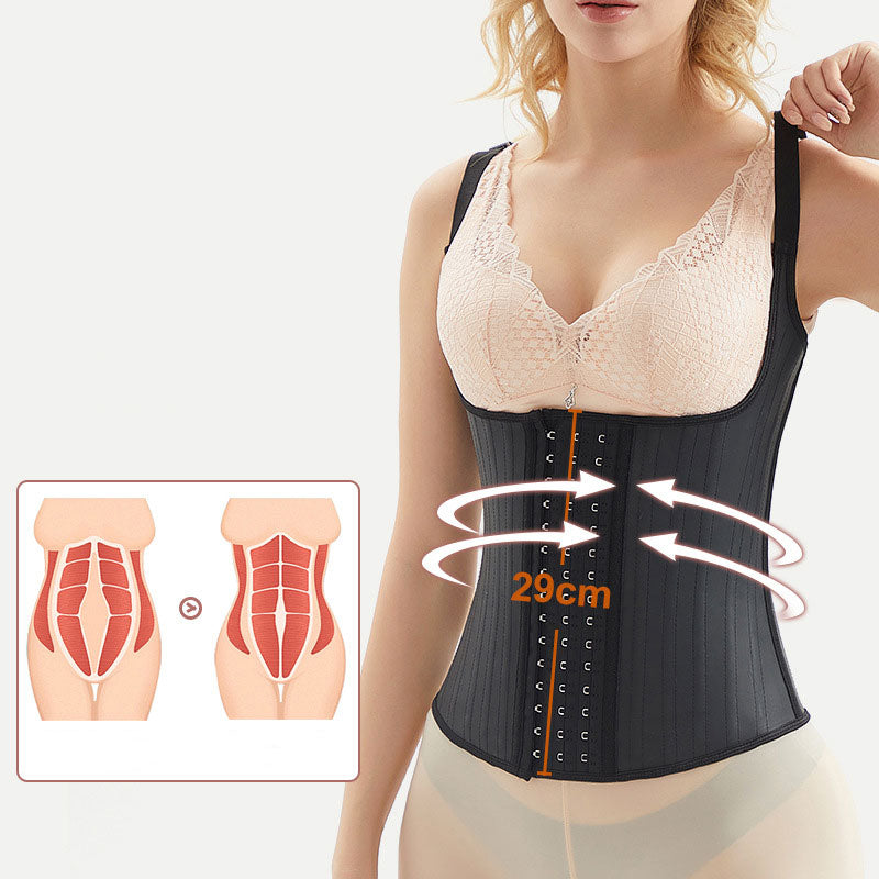 Steel-boned Waist Vest With Spaghetti Straps and Glossy Rubber Corset Cosplay Costumes