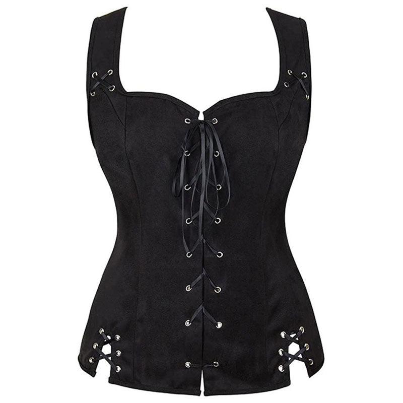 European Style Renaissance Punk Pirate Suede Lace-Up Vest Cosplay Costumes