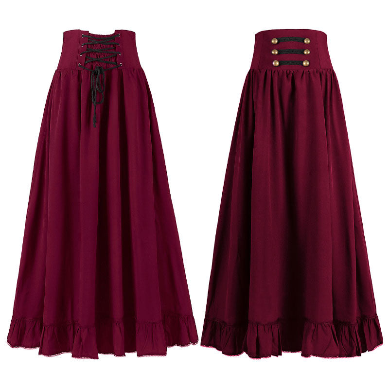 European Medieval Retro Gothic Lace Waist Lace Skirt Halloween Cosplay Costumes