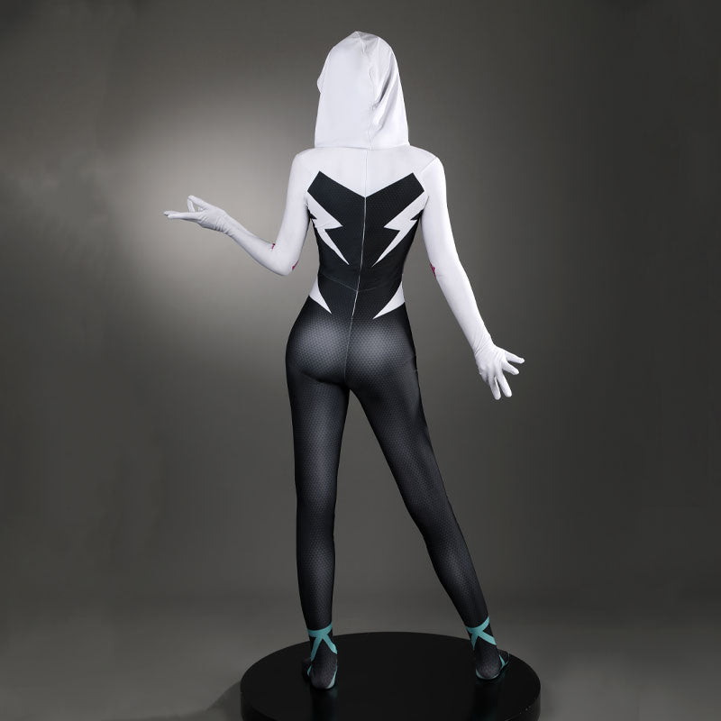 Movie Spider-Man: Into the Spider-Verse Gwen Stacy Cosplay Costume with Free Headgear