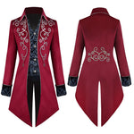 European Halloween Retro Mid-Length Punk Men's Silver-Edge Tuxedo Cosplay Costumes