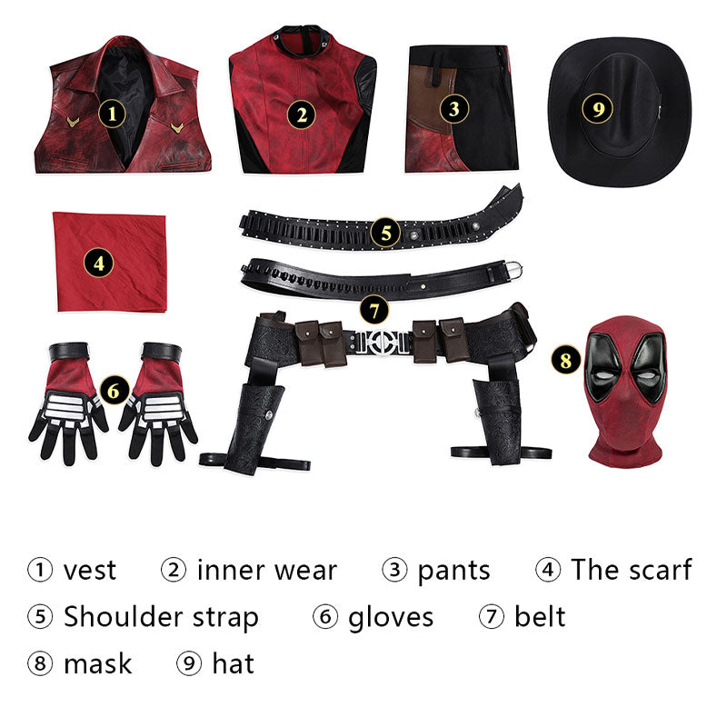 Deadpool 3 Wolverine and Deadpool Cowboypool Cosplay Costumes