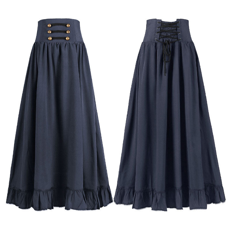 European Medieval Retro Gothic Lace Waist Lace Skirt Halloween Cosplay Costumes