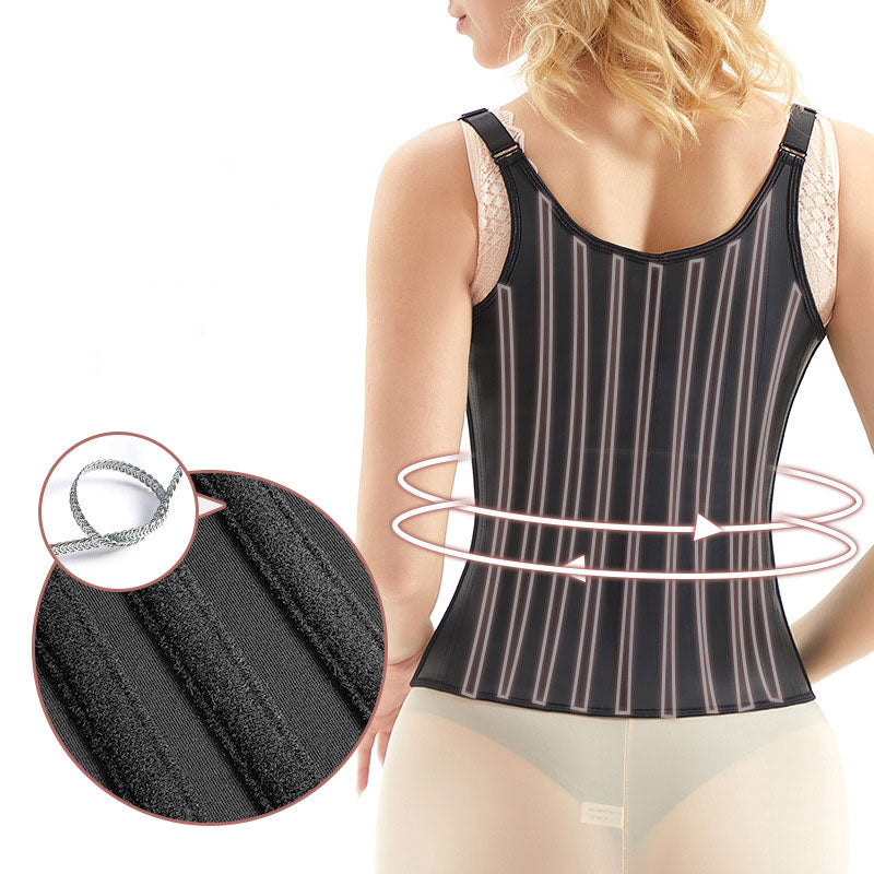 Steel-boned Waist Vest With Spaghetti Straps and Glossy Rubber Corset Cosplay Costumes