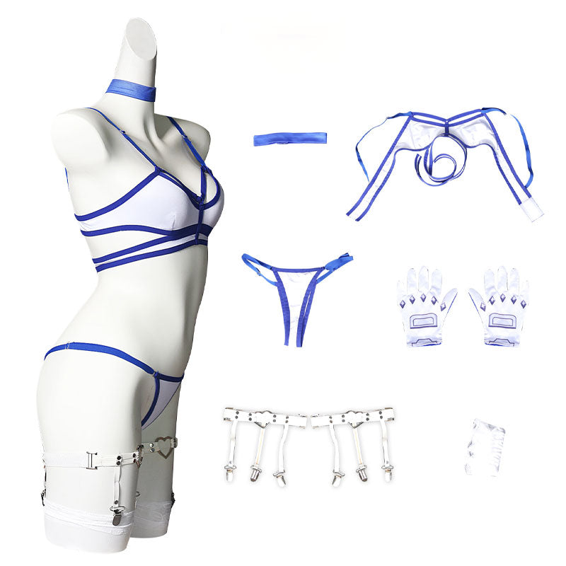 Marvel Rivals Psylocke Blue and White Swimsuit Cosplay Costumes