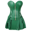 Punk PU Zipper Split Tummy-controlling And Adjustable Palace Corset Halloween Cosplay Costumes