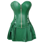 Punk PU Zipper Split Tummy-controlling And Adjustable Palace Corset Halloween Cosplay Costumes