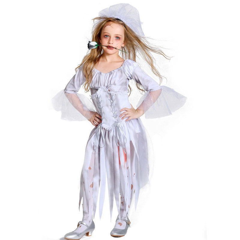 Halloween Party Vampire Bride Dress Kids Cosplay Costumes