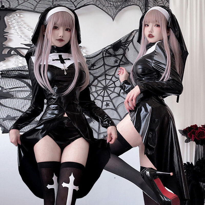 European Halloween Dark Gothic Style Vampire Nun Costume