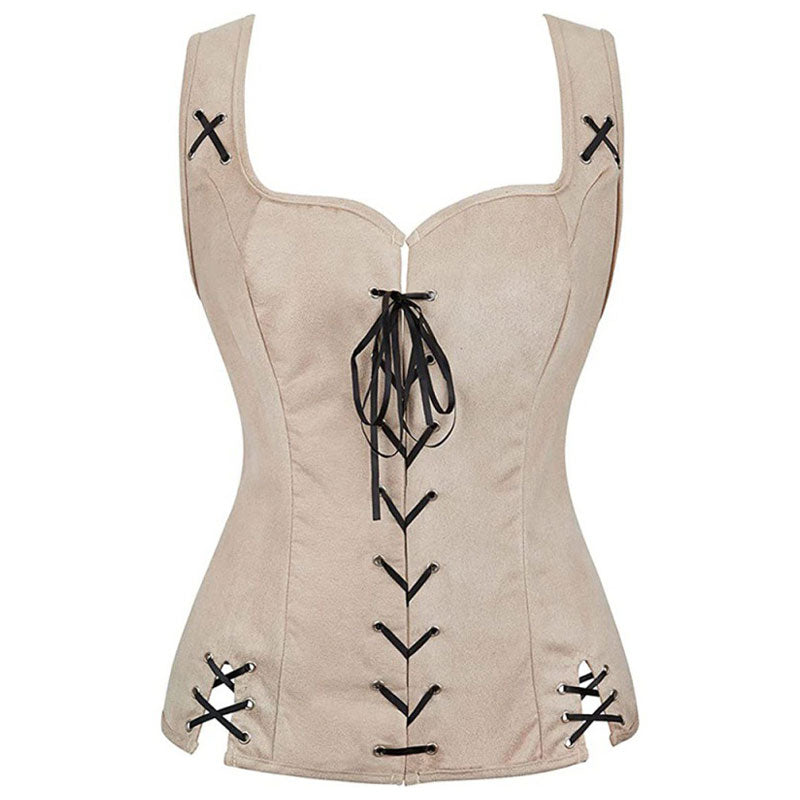 European Style Renaissance Punk Pirate Suede Lace-Up Vest Cosplay Costumes