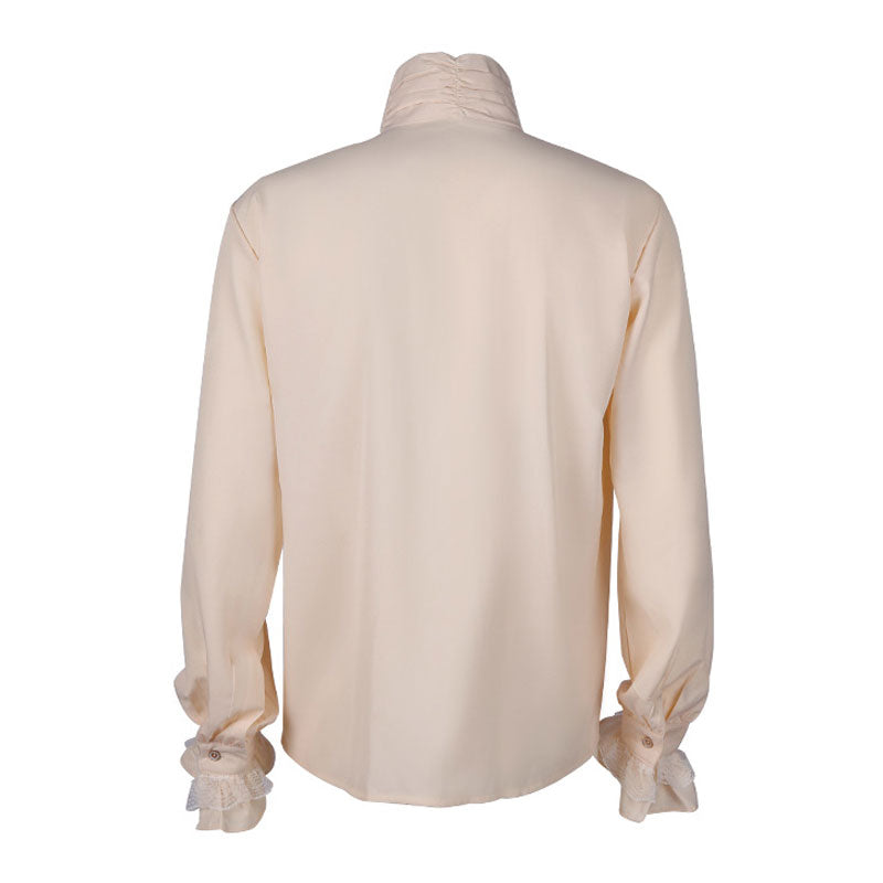 Gothic Ruffled Stand Collar Long Sleeve Men's Tie Shirt Halloween Cosplay Costumes