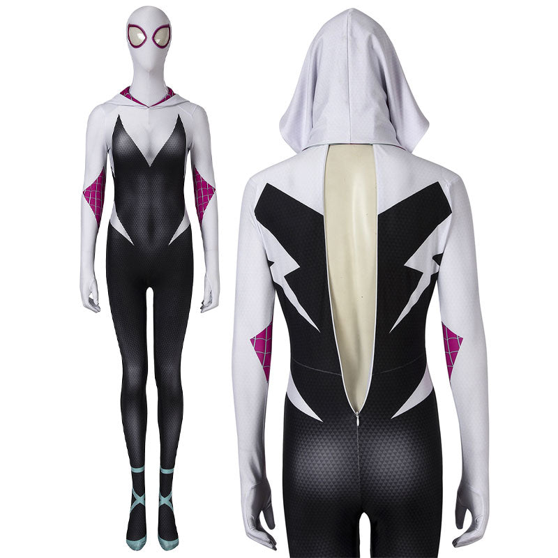 Movie Spider-Man: Into the Spider-Verse Gwen Stacy Cosplay Costume with Free Headgear