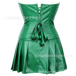 Punk PU Zipper Split Tummy-controlling And Adjustable Palace Corset Halloween Cosplay Costumes