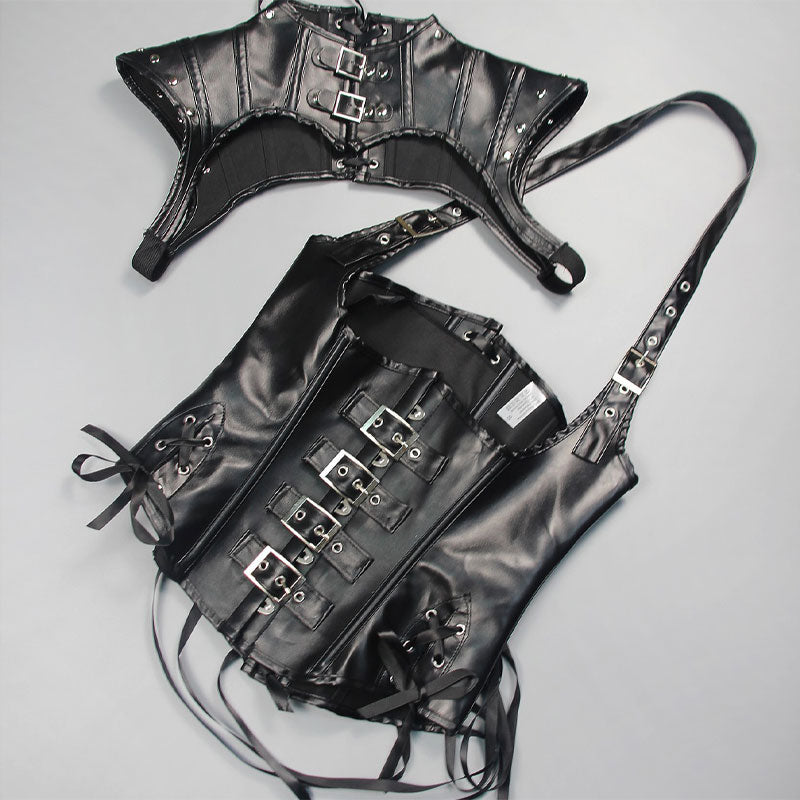 Gothic Rock Steampunk Cape and Corset Halloween Cosplay Costumes