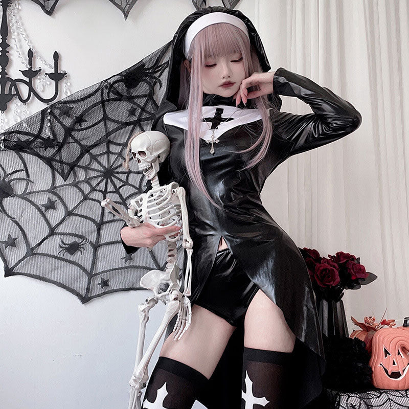 European Halloween Dark Gothic Style Vampire Nun Costume