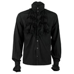 Gothic Ruffled Stand Collar Long Sleeve Men's Tie Shirt Halloween Cosplay Costumes