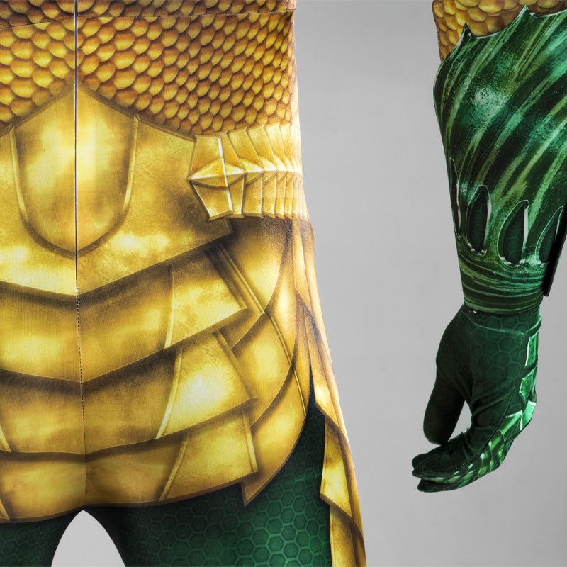 Aquaman 2 Arthur Curry Gold Jumpsuit Cosplay Costumes
