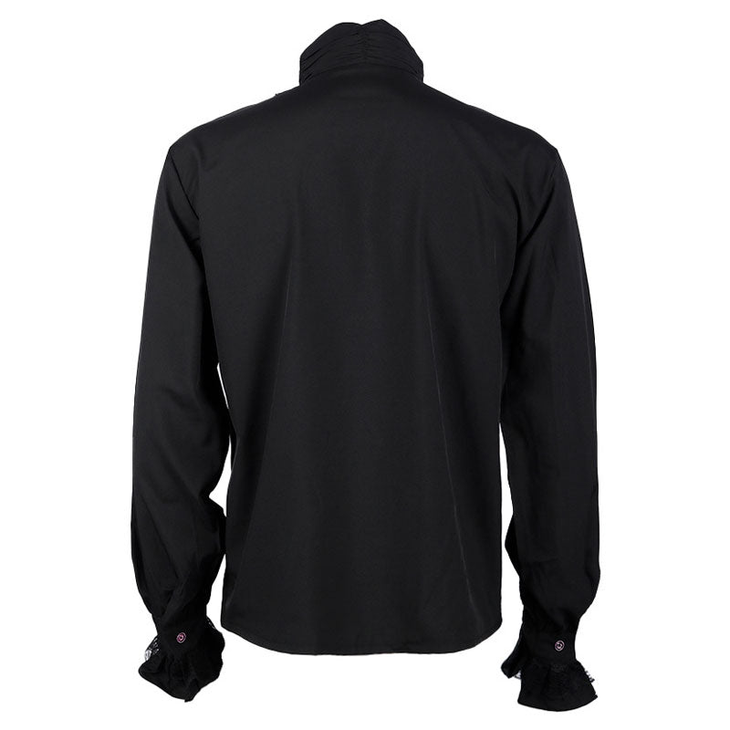 Gothic Ruffled Stand Collar Long Sleeve Men's Tie Shirt Halloween Cosplay Costumes
