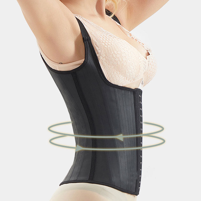 Steel-boned Waist Vest With Spaghetti Straps and Glossy Rubber Corset Cosplay Costumes