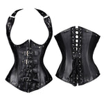 European Palace Gothic Style Outer Wear PU Leather Belly Shaping Garment Corset Cosplay Costumes