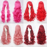 Women Wavy Sweet 80cm Long Pink Red Orange Red Lolita Fashion Wigs with Bangs - Cosplay Clans