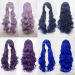 Women Wavy Sweet 80cm Long Purple and Blue Lolita Fashion Wigs with Bangs - Cosplay Clans