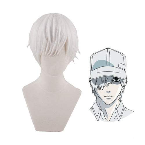 Anime Cells at Work White Blood Cell Short White Cosplay Wigs - Cosplay Clans