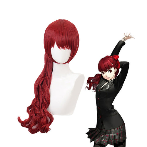 Anime Persona 5 Kasumi Yoshizawa Long Wine Red Cosplay Wigs - Cosplay Clans