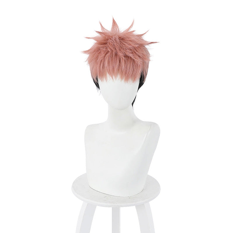 Anime Jujutsu Kaisen Yuji Itadori Short Pink Gradient Black Cosplay Wigs - Cosplay Clans