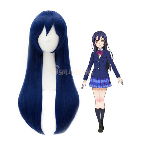 Anime LoveLive! Sonoda Umi Long Dark Blue Cosplay Wigs - Cosplay Clans