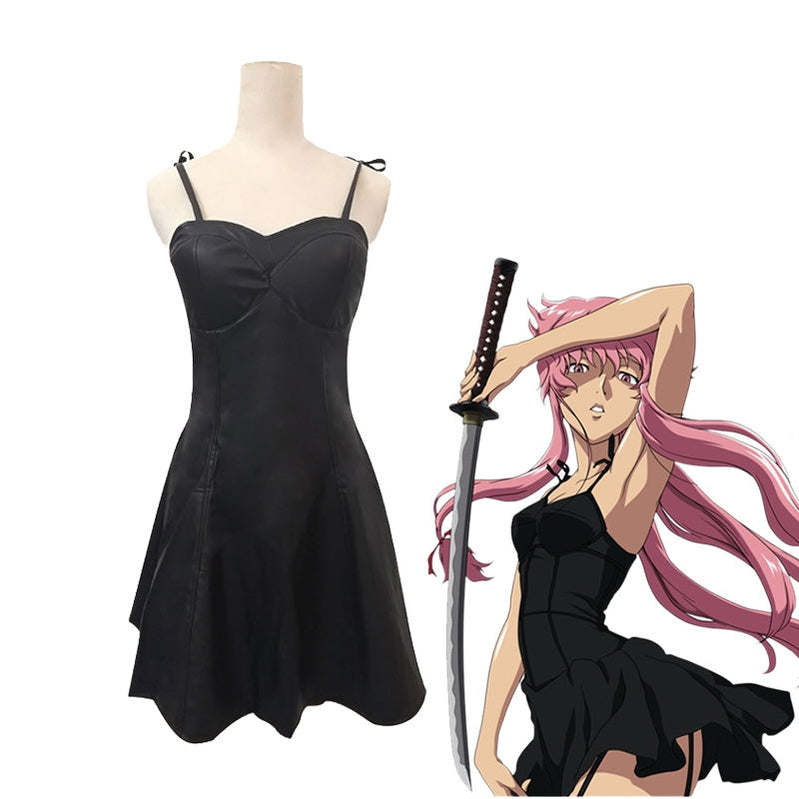 Anime Future Diary Yuno Gasai Black Leahter Dress Cosplay Costume – Cosplay Clans Anime Future Diary Yuno Gasai Black Leahter Dress Cosplay Costume – Cosplay Clans