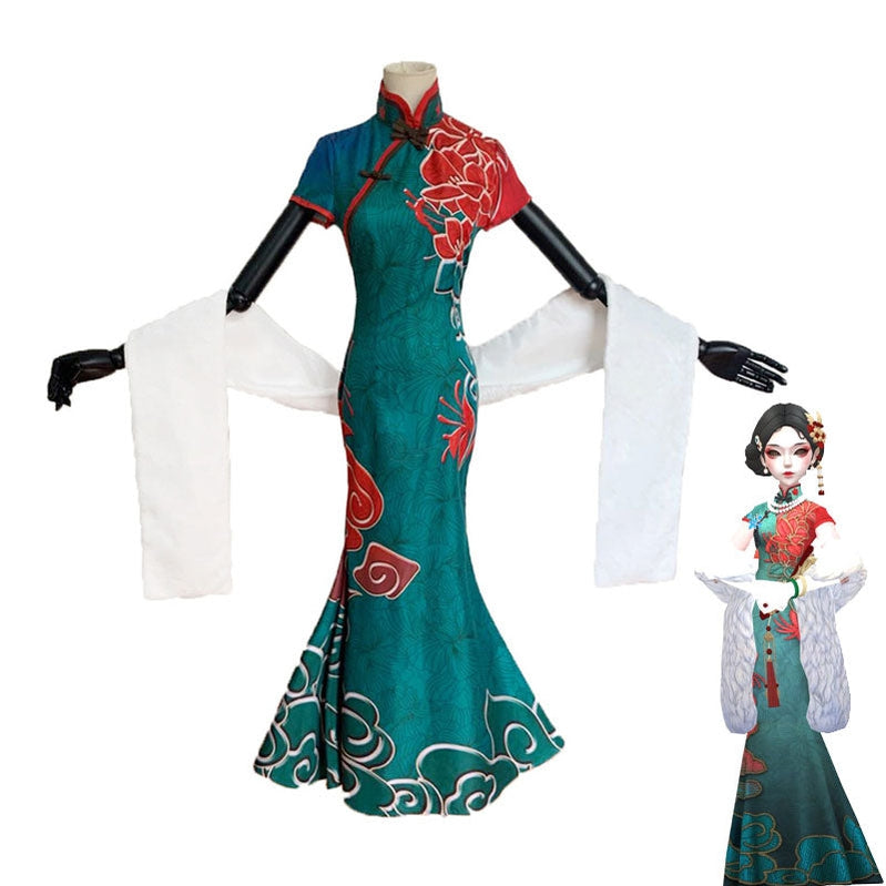 Game Identity V Crimson Michiko Thirteen Niang Green Cheongsam Dress H Cosplay Clans Game Identity V Crimson Michiko Thirteen Niang Green Cheongsam Dress H Cosplay Clans