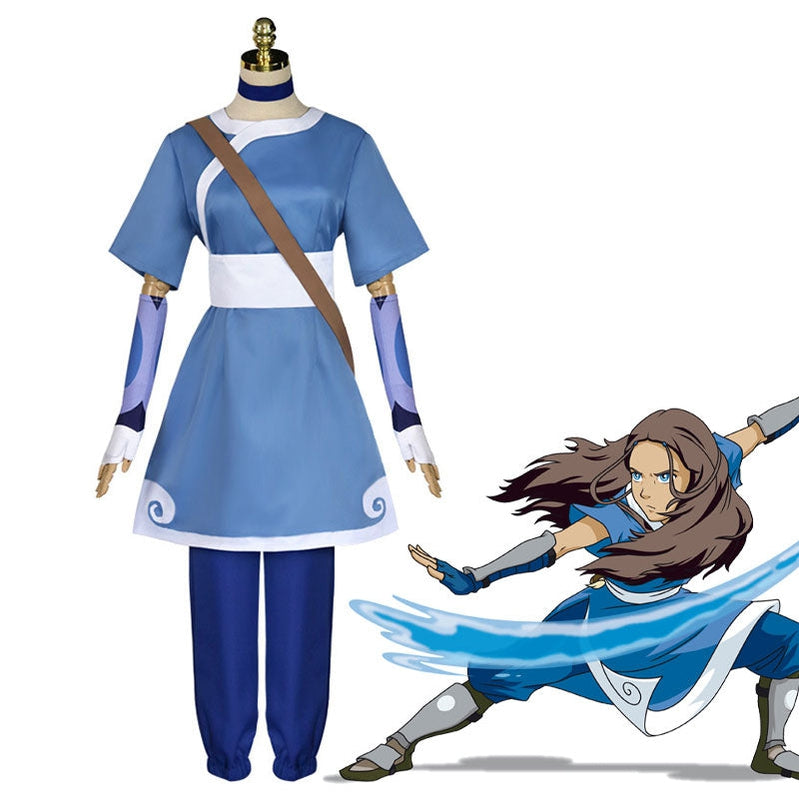 Avatar: The Last Airbender Katara Blue Dress Outfit Cosplay Costumes