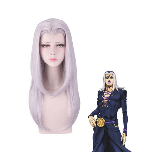 Anime JoJo's Bizarre Adventure Golden Wind Leone Abbacchio Long Gray Cosplay Wigs - Cosplay Clans