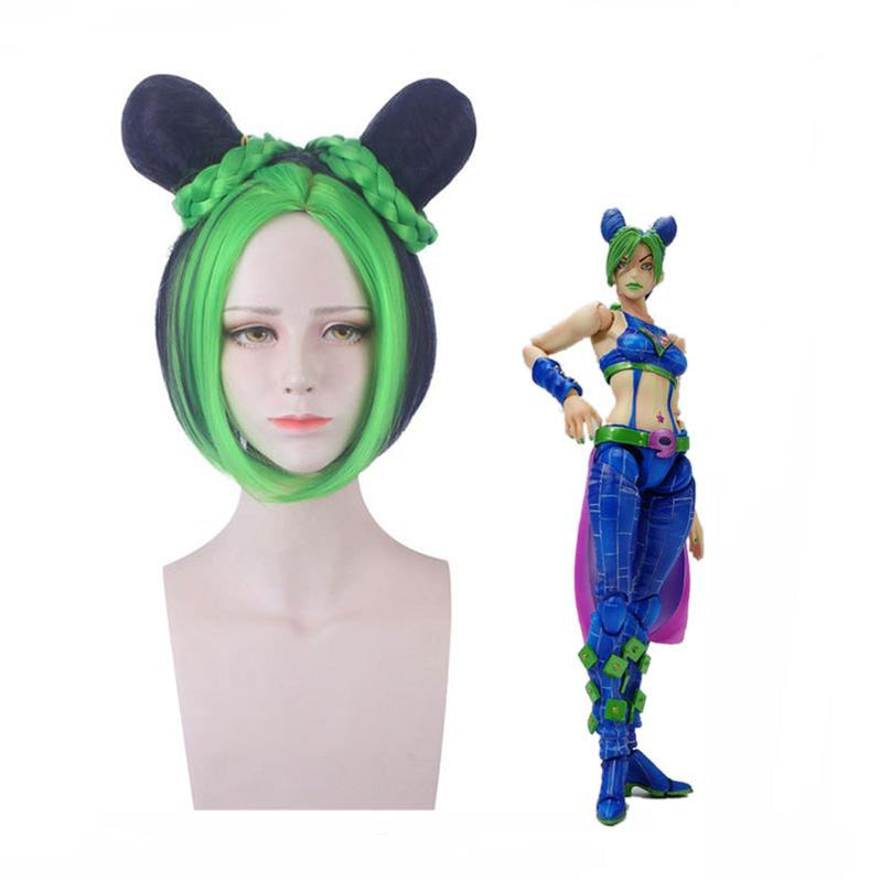 Anime JoJo's Bizarre Adventure Stone Ocean Jolyne Cujoh Mixed Dark Green Cosplay Wigs - Cosplay Clans