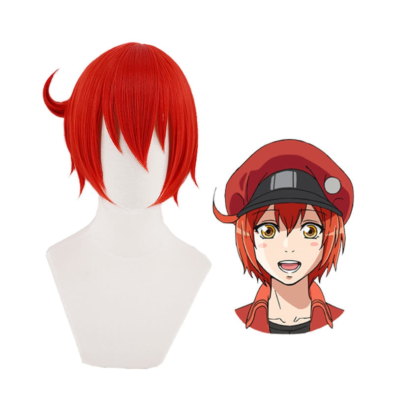 Anime Cells at Work Red Blood Cell Short Red Cosplay Wigs - Cosplay Clans