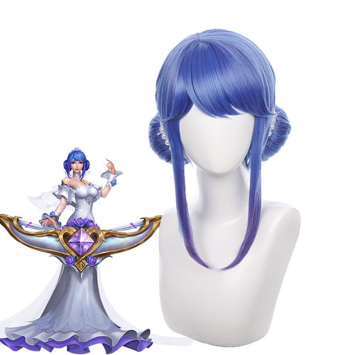 Game League of Legends Crystal Rose Sona Blue Cosplay Wigs