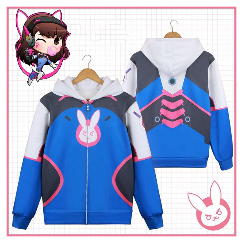 Game OW Overwatch D.Va Hana Song Fleece Lined Hoodie Jacket Cosplay Costumes - Cosplay Clans