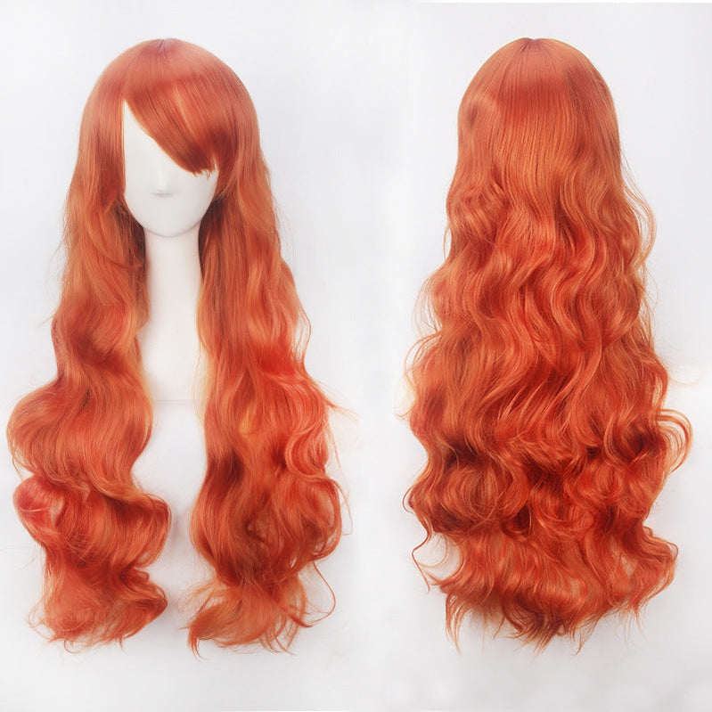 Women Wavy Sweet 80cm Long Orange Lolita Fashion Wigs with Bangs - Cosplay Clans