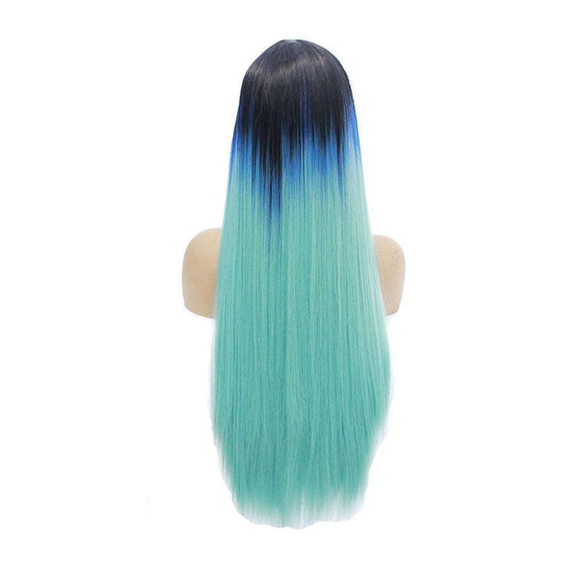 Lace Front Wigs 60cm Long straight Dark Blue Fade Light Blue Cosplay Wigs - Cosplay Clans