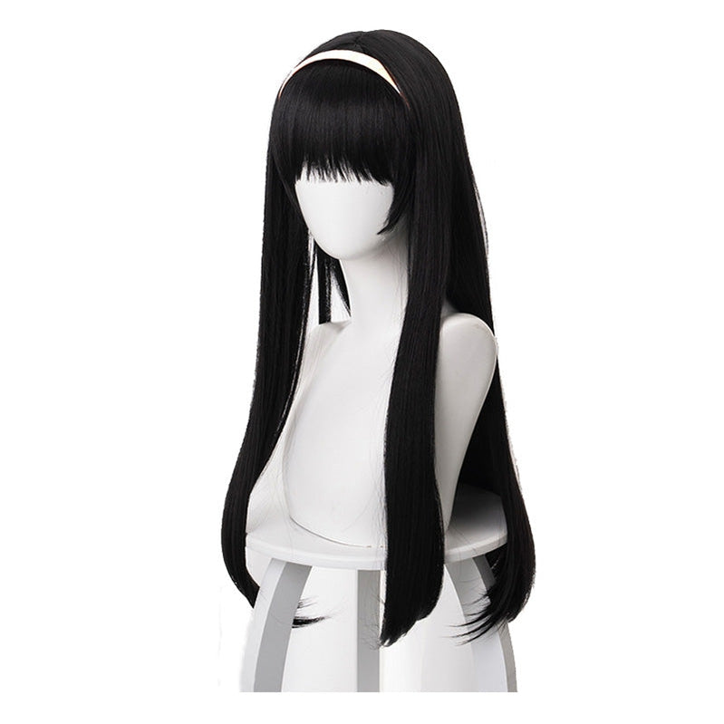 Anime Puella Magi Madoka Magica Homura Akemi Long Straight Black Cosplay Wigs - Cosplay Clans