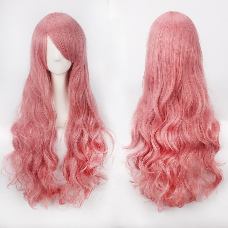 Women Wavy Sweet 80cm Long Pink Red Orange Red Lolita Fashion Wigs with Bangs - Cosplay Clans